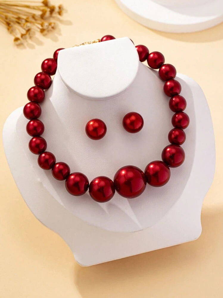 Necklace Pearl Chain Jewelry Set