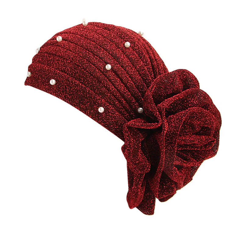 Pearled Turban Hijab - Black