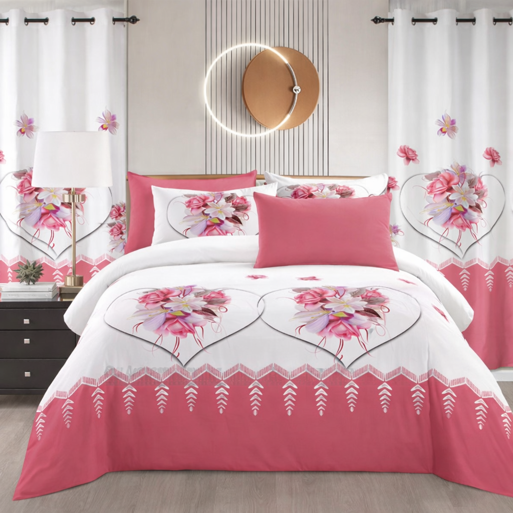 Romantic floral heart bedding set