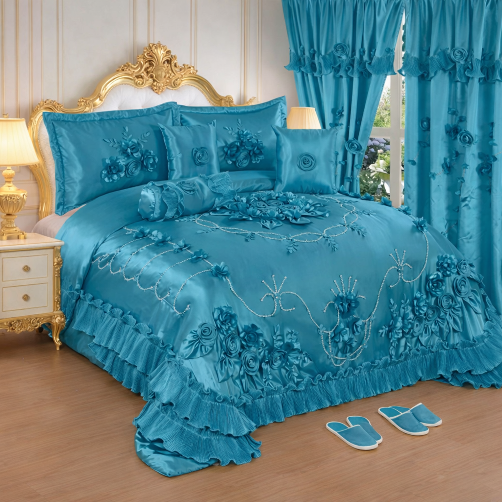 Luxury teal royal bedding set