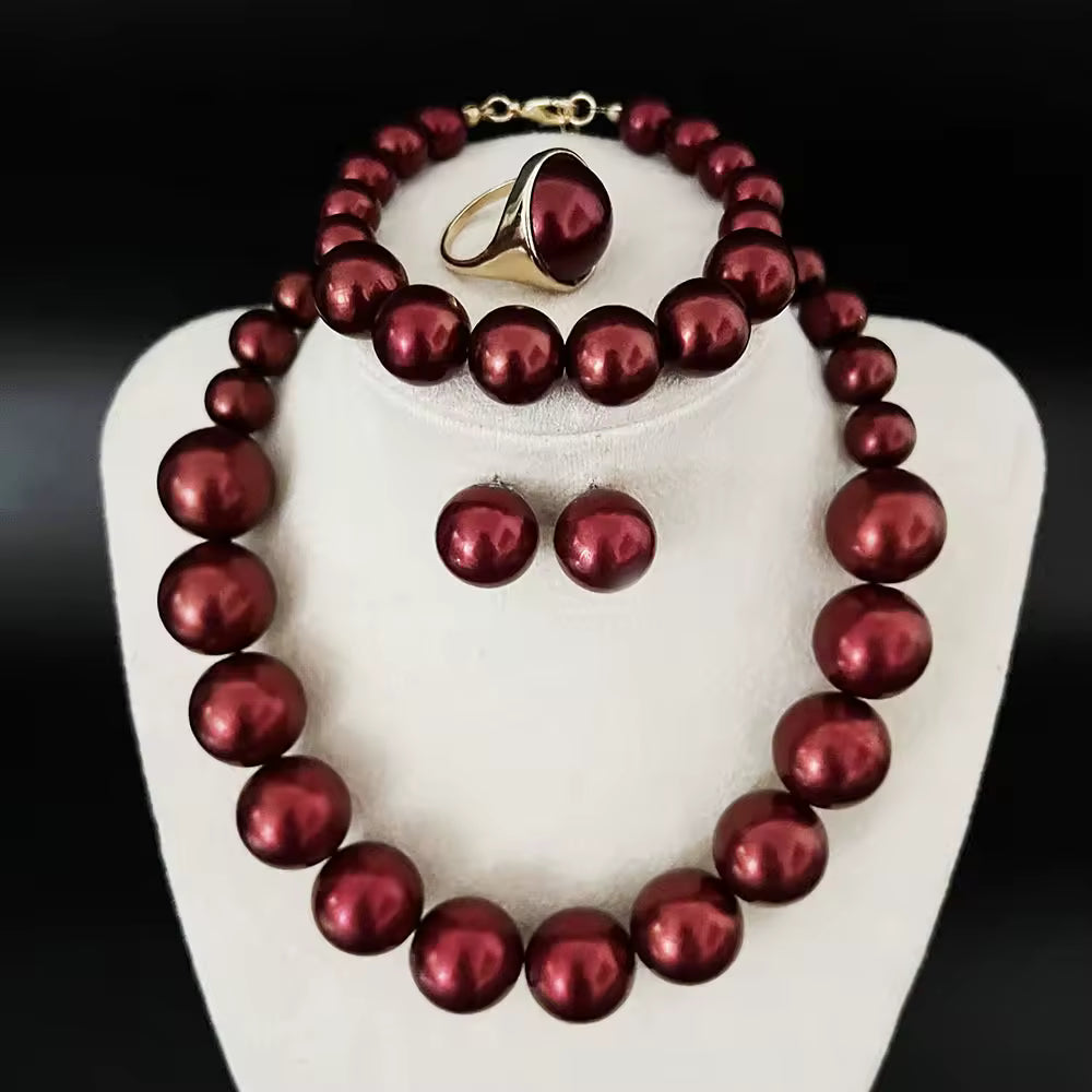 Necklace Pearl Chain Jewelry Set