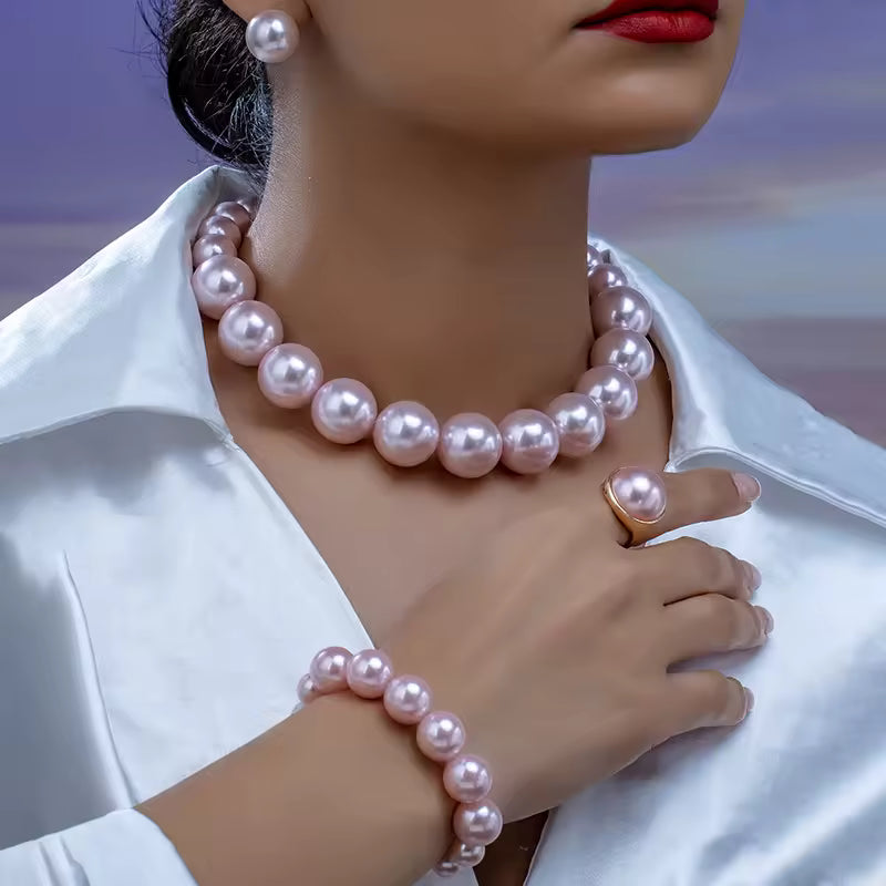 Pink Edison pearls strand necklace