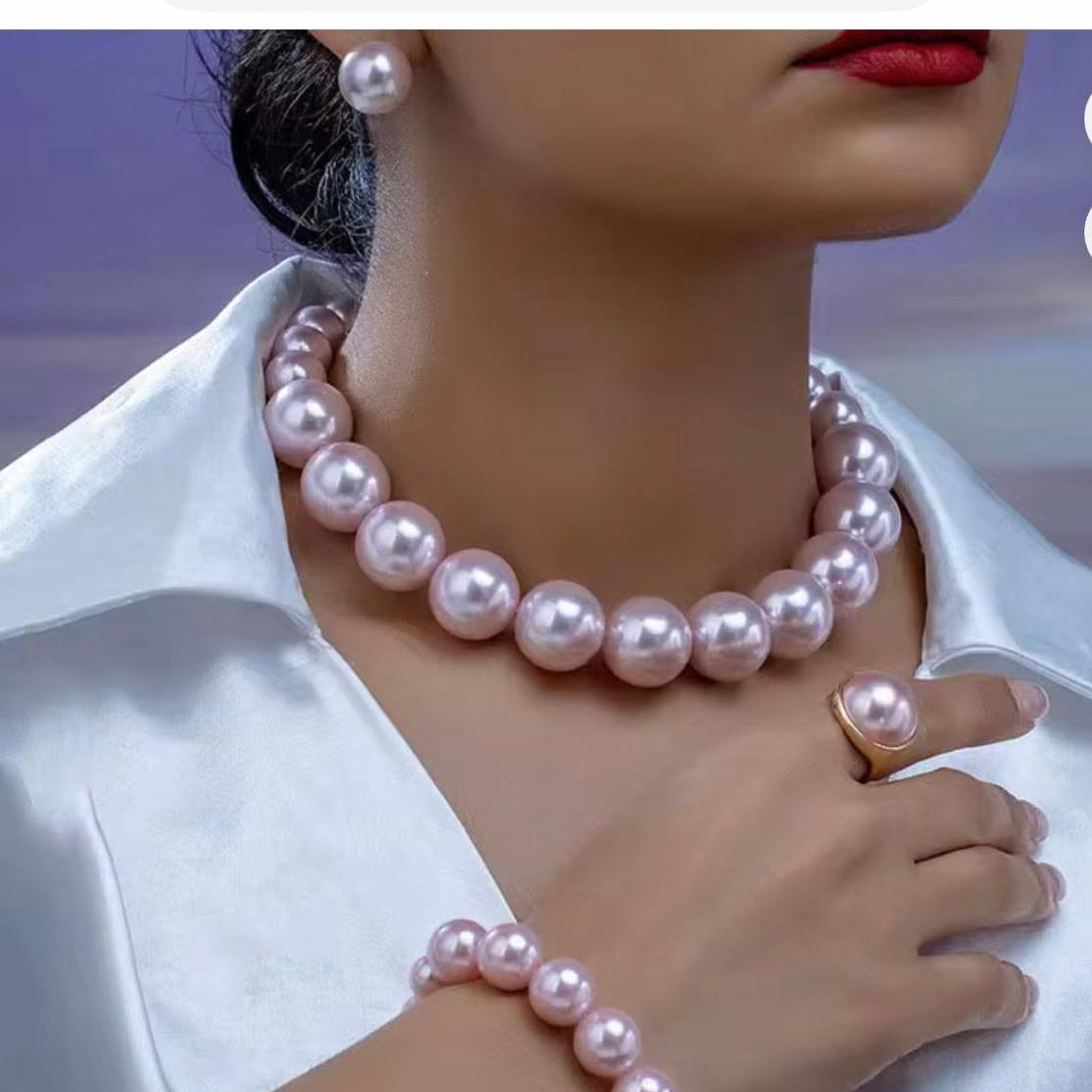 Pink Edison pearls strand necklace
