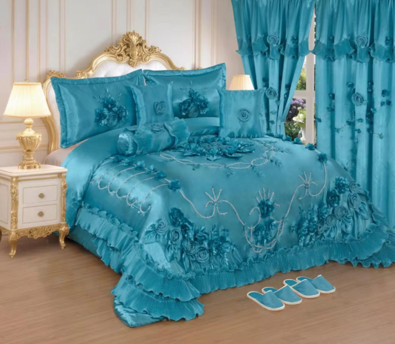 Luxury teal royal bedding set