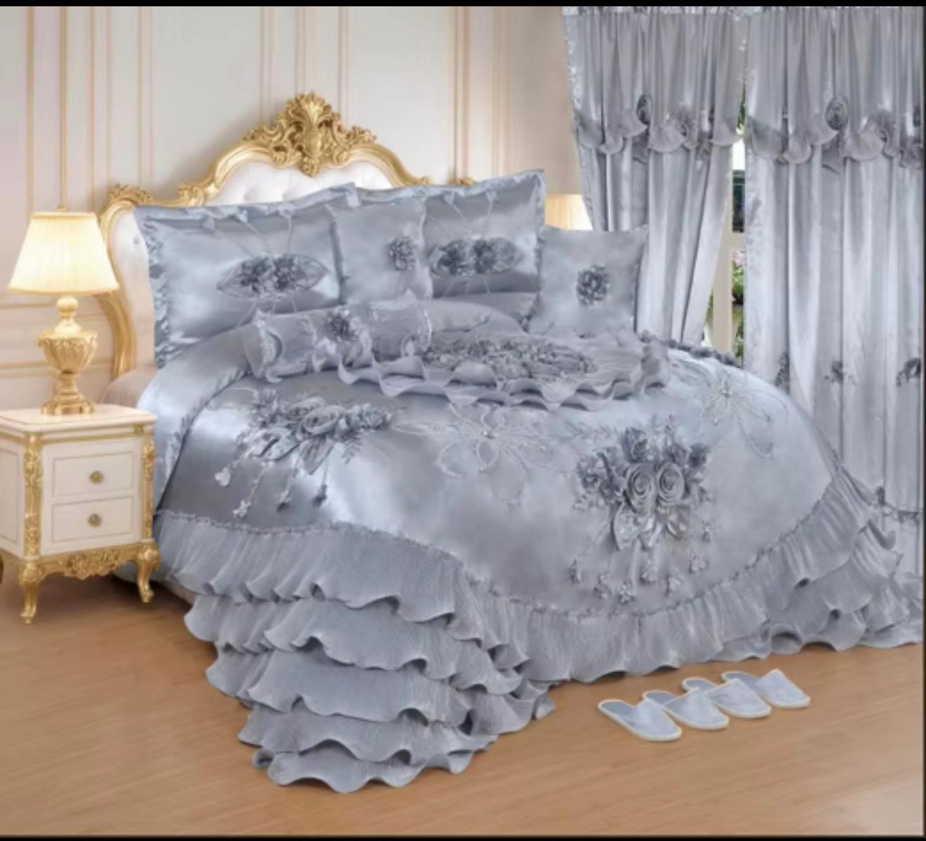 Luxury silver royal bedding set