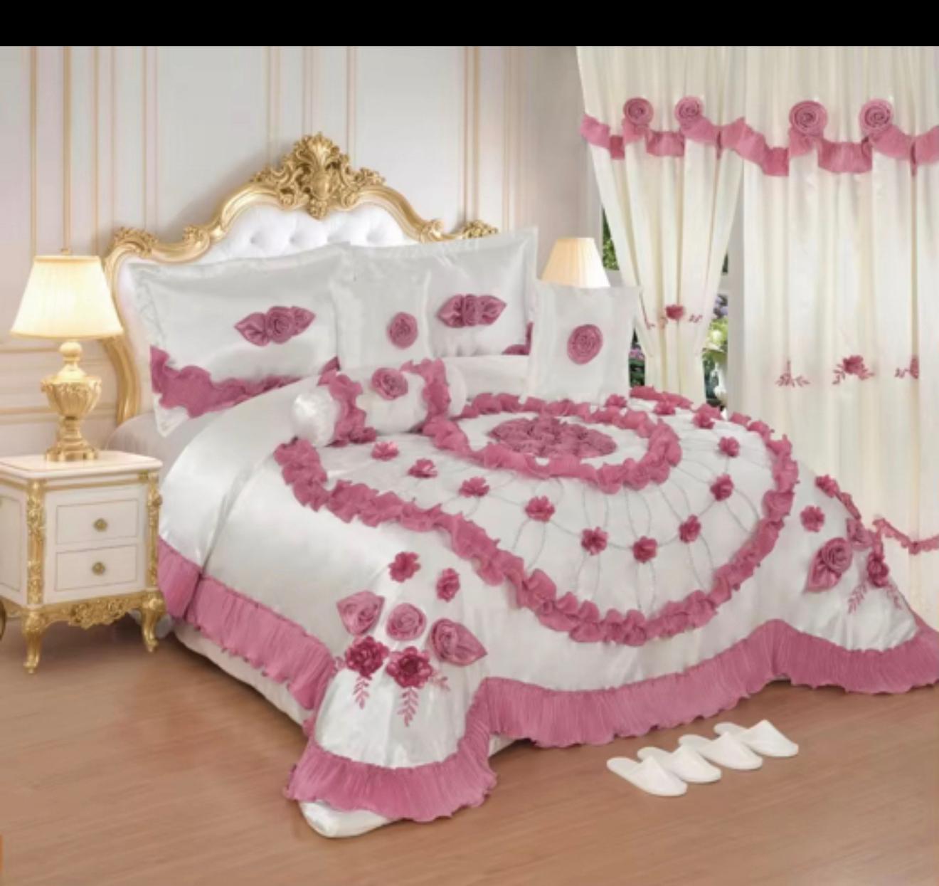 Luxury pink & white royal bedding set