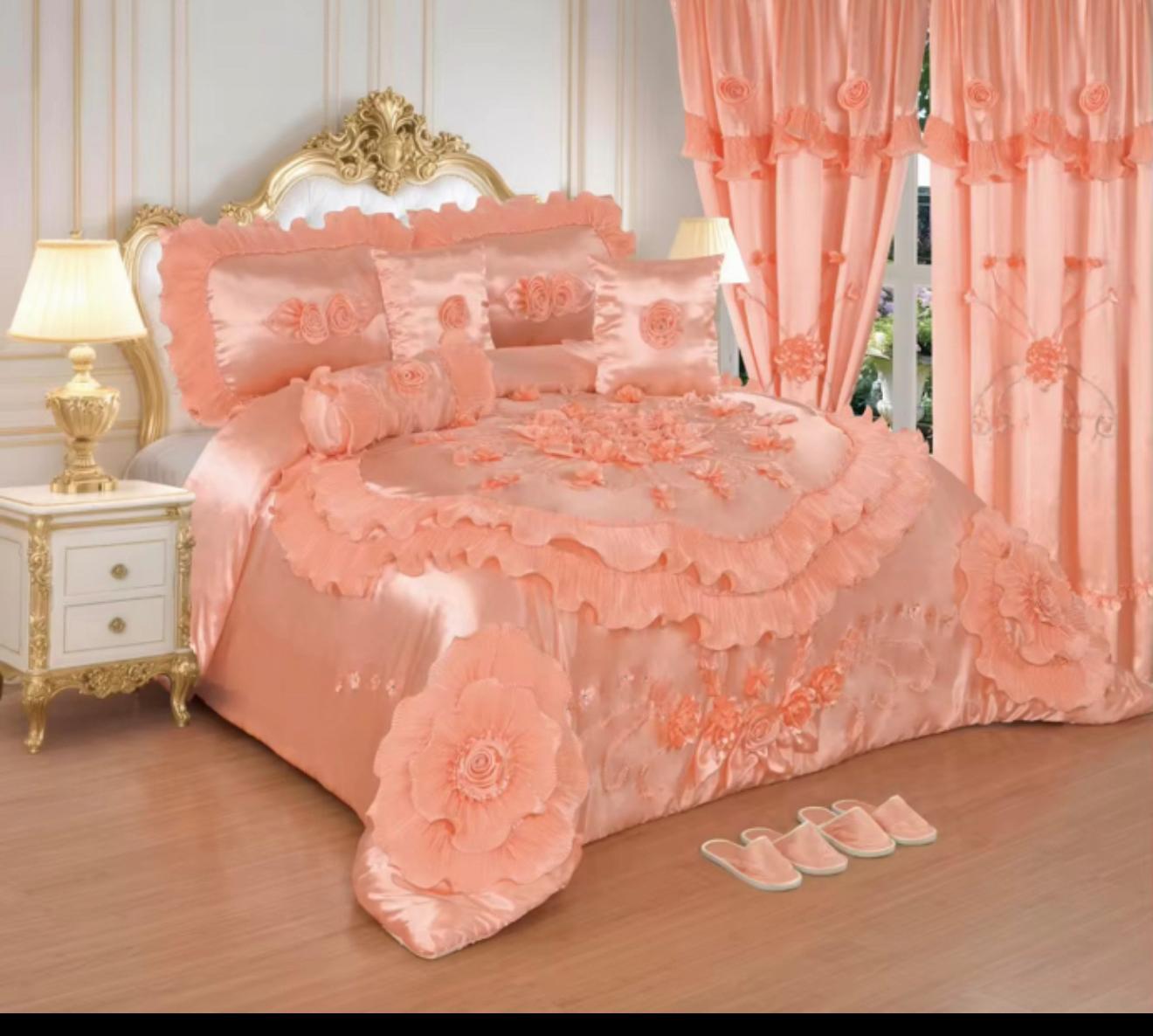 Luxury peach royal bedding set