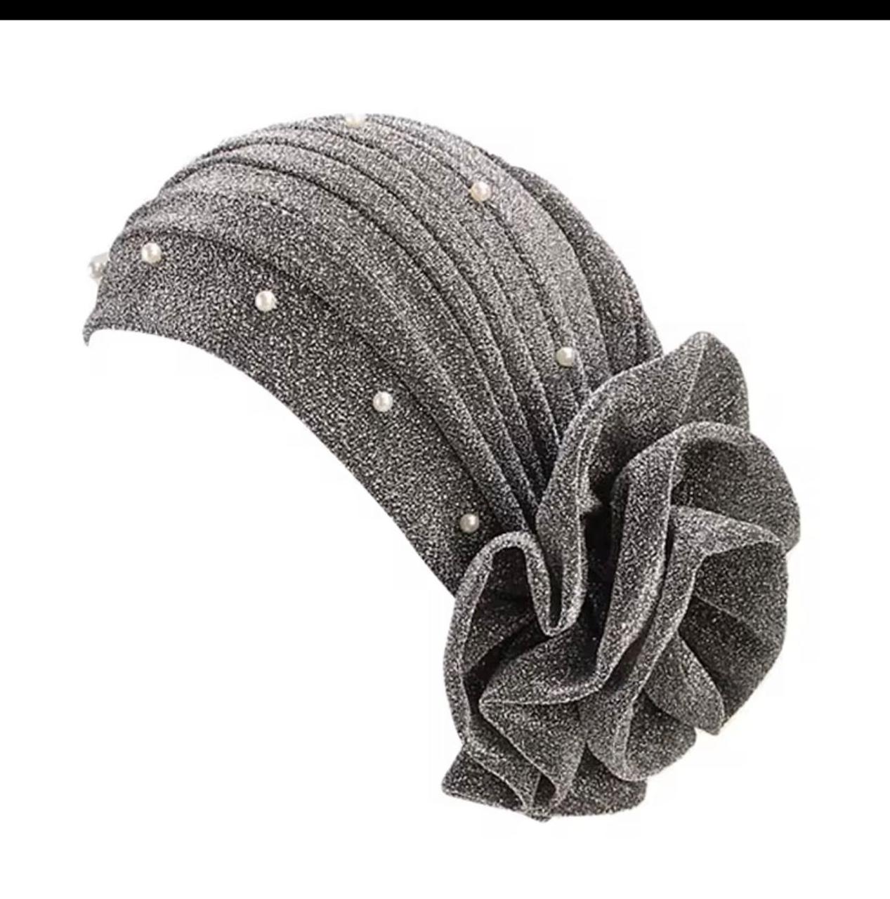 Pearled Turban Hijab - Black