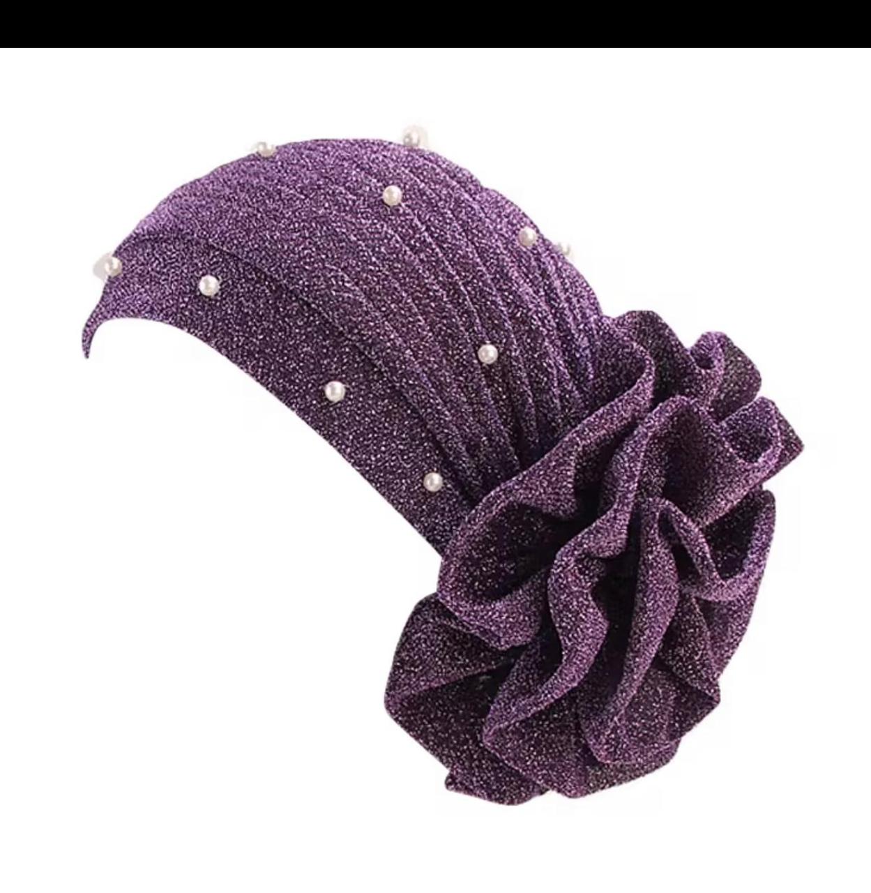 Pearled Turban Hijab - Black