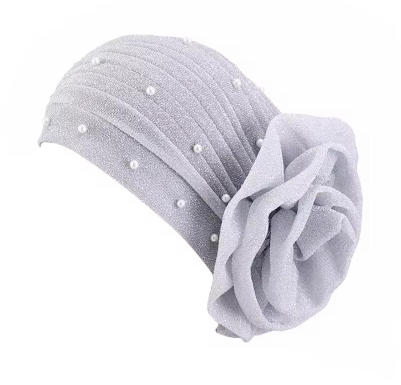 Pearled Turban Hijab - Black