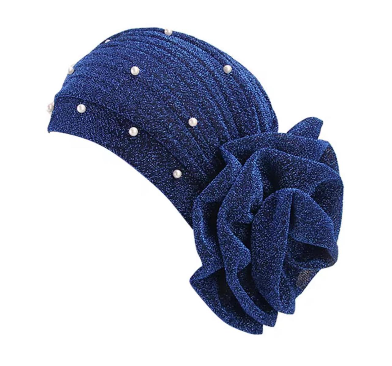 Pearled Turban Hijab - Black