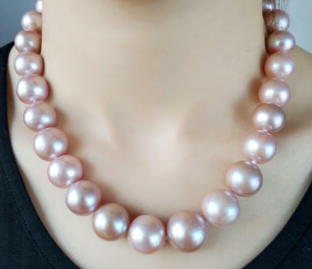 Pink Edison pearls strand necklace
